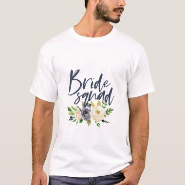 bride squad navy floral bachelorette bridal shower T-Shirt