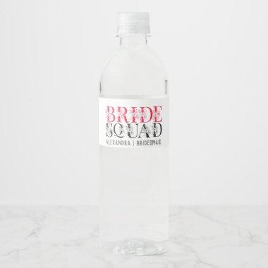 Bride Squad | Pink Bachelorette Party Bridesmaid Water Bottle Label
