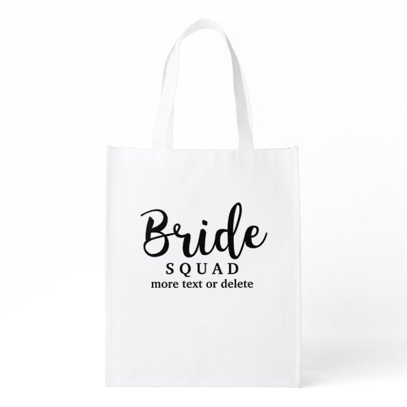 Bride Squad, Team Bride, Chic Modern Wedding Party Reusable Grocery Bag
