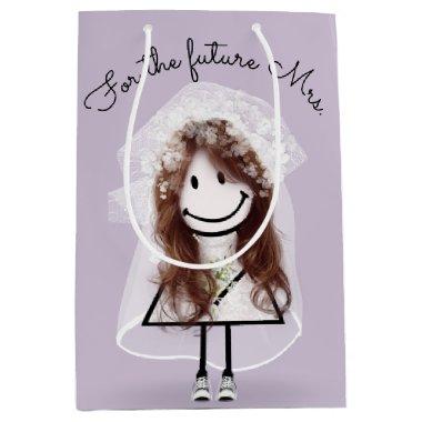 Bride Stick Girl In Lace Dress and Sneakers Medium Gift Bag