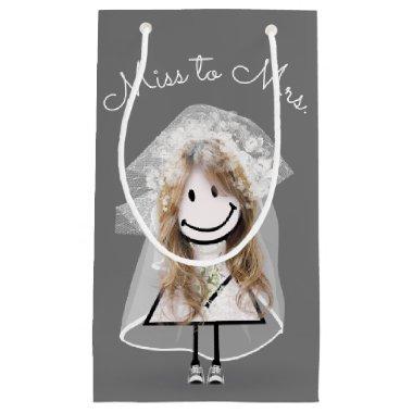 Bride Stick Girl In Lace Dress and Sneakers Small Gift Bag