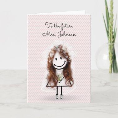 Bride Stick Girl with Sneakers and Daisies Invitations