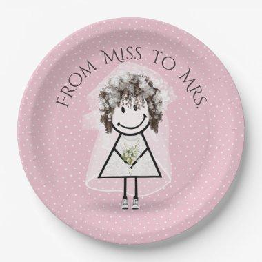 Bride Stick Girl with Sneakers on Dots Paper Plates