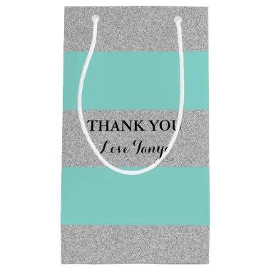 BRIDE Teal Blue And Silver Shower Party Small Gift Bag