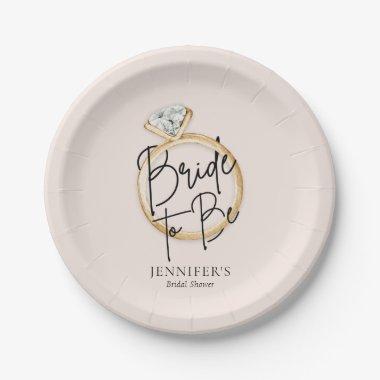 Bride To Be Modern Bridal Shower Paper Plates