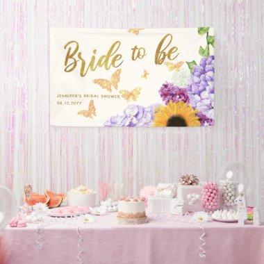 Bride to Be Sunflower Butterfly Bridal Shower Banner