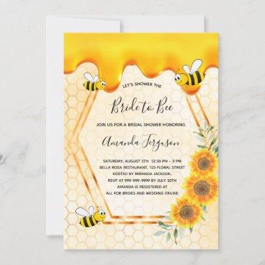 Bride to Bee gold sweet honey drips bridal shower Invitations