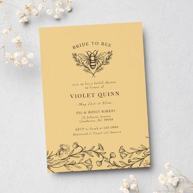 Bride to Bee Vintage Wildflower Bridal Shower Invitations