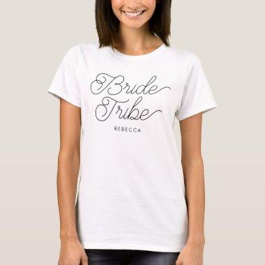 Bride Tribe Black Script Custom Name Bridesmaid T-Shirt