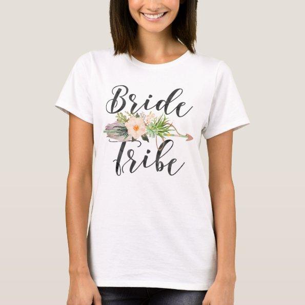 Bride Tribe | Feather Arrow,Floral Arrow T-Shirt