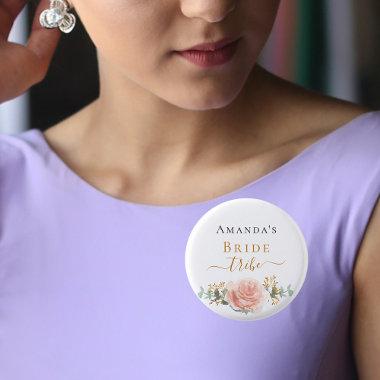 Bride tribe rose gold floral eucalyptus greenery button
