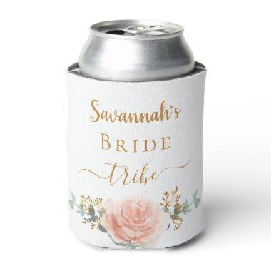 Bride tribe rose gold floral eucalyptus greenery can cooler
