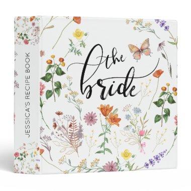 Bride Wild Flowers Vintage Recipe 3 Ring Binder