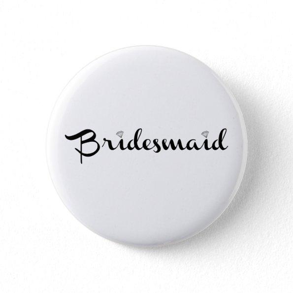 Bridesmaid Black on White Button