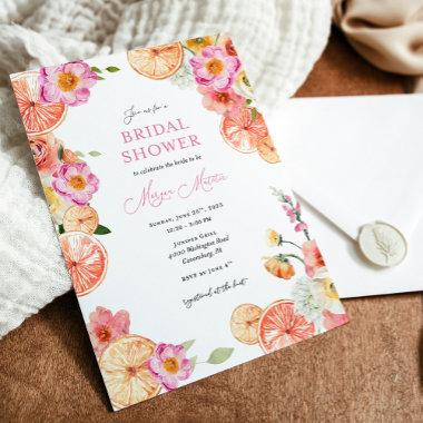 Bright Citrus and Flirty Flowers Bridal Shower Invitations