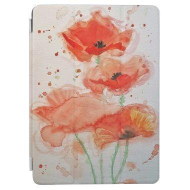 Bright Red Poppies Watercolour Flower Floral iPad Air Cover
