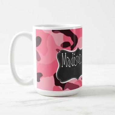 Brink Pink Camo; Camouflage; Retro Chalkboard Coffee Mug