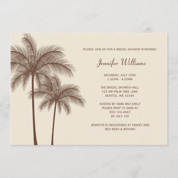Brown Palm Tree Bridal Shower Invitations