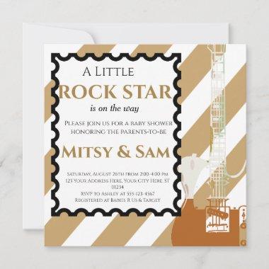 Brown Rock Star Rock a Bye Baby Shower Invitations