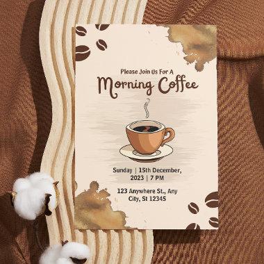 Brown Simple Morning Coffee Invitations