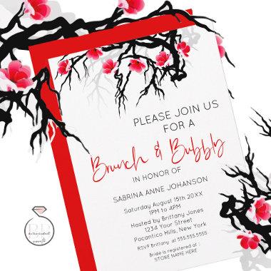 Brunch and Bubbly Japanese Blossom Branch Invitations