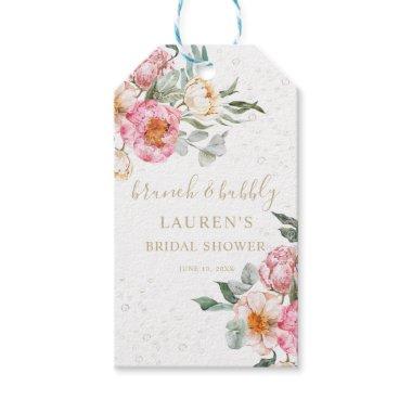 Brunch and Bubbly Pink Floral Bridal Shower Favors Gift Tags