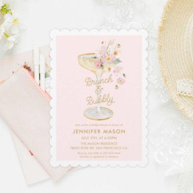 Brunch and Bubbly Pink Floral Invitations