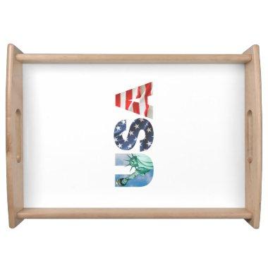 Brunch and Bubbly USA Flag Bridal Shower Design Serving Tray