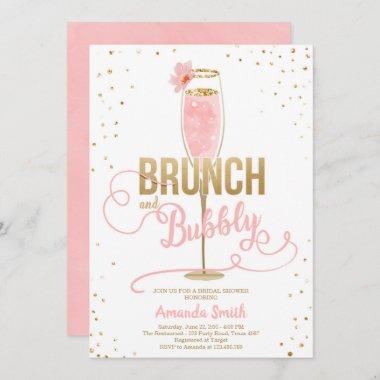 Brunch & Bubbly Bridal Shower Blush Gold Champagne Invitations