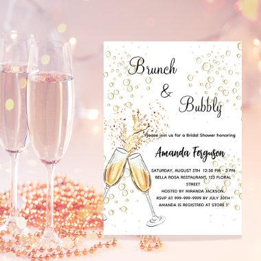 Brunch Bubbly Bridal Shower gold luxury Invitations