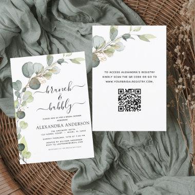 Brunch & Bubbly Bridal Shower QR Code Invitations Flyer
