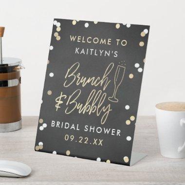 Brunch & Bubbly Confetti Bridal Shower Welcome Pedestal Sign