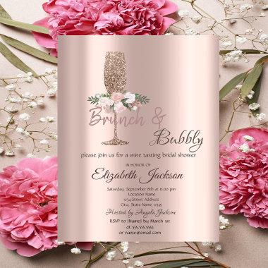 Brunch & Bubbly Flowers Drips Bridal Shower  Invitations