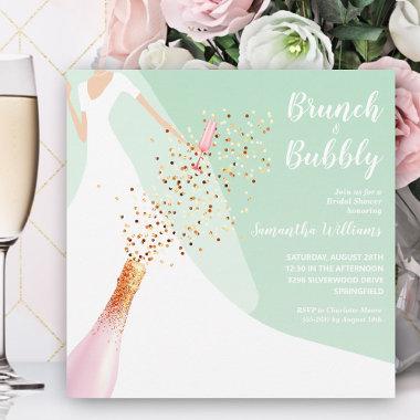 Brunch Bubbly Mint Bridal Shower Invitations