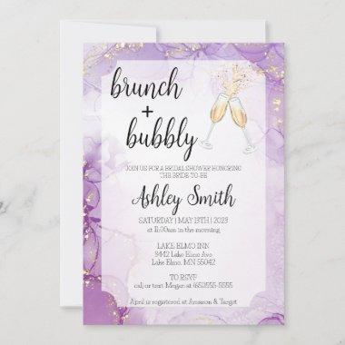 Brunch & Bubbly Purple Bridal Shower Invite
