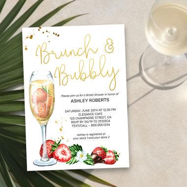 Brunch Bubbly Strawberries Champagne Bridal Shower Invitations