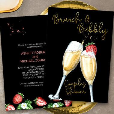 Brunch Bubbly Strawberry Champagne Couples Shower Invitations