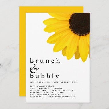 Brunch Bubbly Yellow Sunflower Bridal Shower Invitations