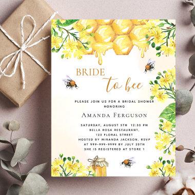 Budget Bee Bridal shower yellow florals Invitations