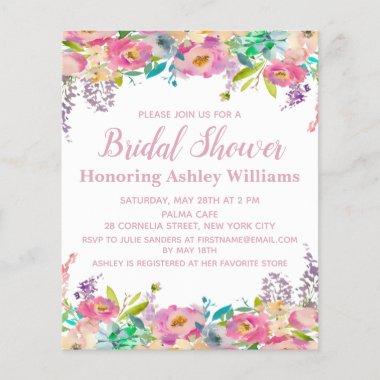Budget Bridal Shower Invitations Spring Floral Boho