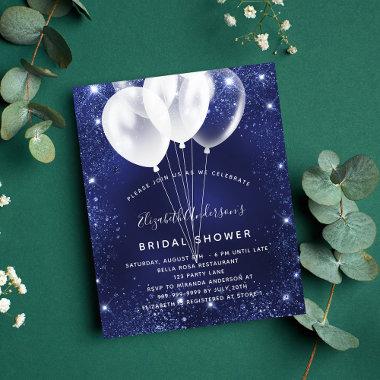 Budget Bridal Shower navy blue balloon Invitations