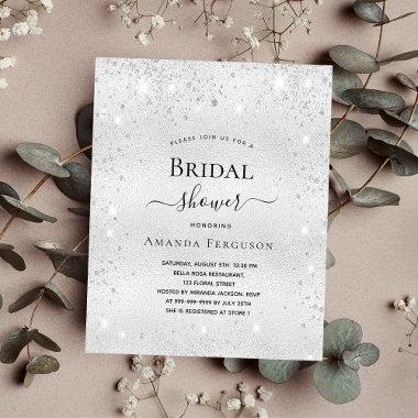 Budget bridal shower silver glitter Invitations