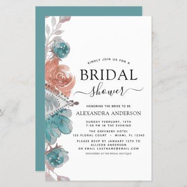 Budget Bridal Shower Turquoise Pink Invitations