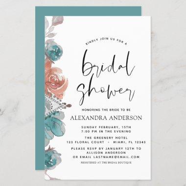 Budget Bridal Shower Turquoise Pink Invitations