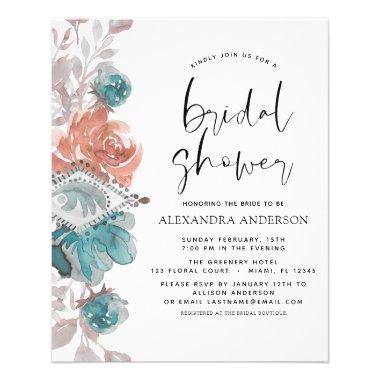 Budget Bridal Shower Turquoise Pink Invitations Flyer
