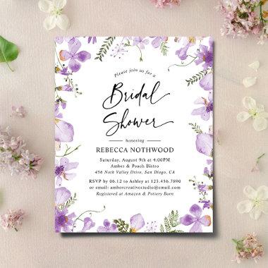 Budget Elegant Violet Bridal Shower Invitations