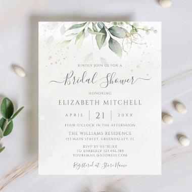 Budget Eucalyptus Leaves Bridal Shower Invitations