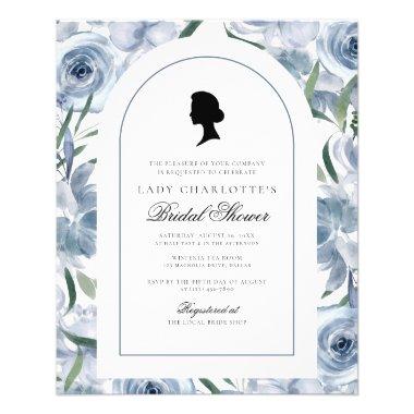 Budget Floral Dusty Blue Bridal Shower Invitations Flyer