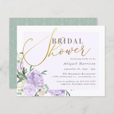 Budget Floral Gold Script Lavender Bridal Shower