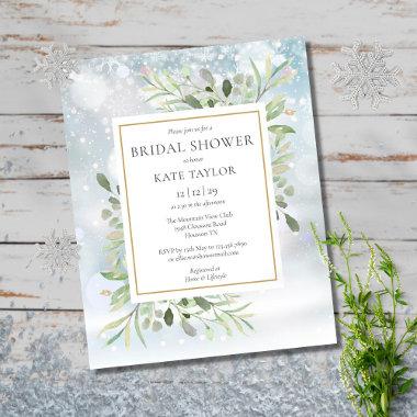 Budget Greenery Winter Bridal Shower Invitations